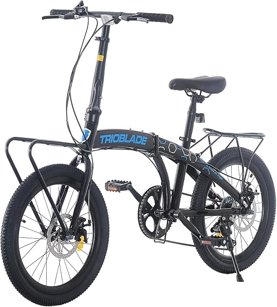 TRIOBLADE 20 Inch Folding Bike for Adult 7-Speed Shimano Drivetrain Folding Bicycle Lightweight Sturdy Frame Disc Brake Foldable Bikes for Women Men