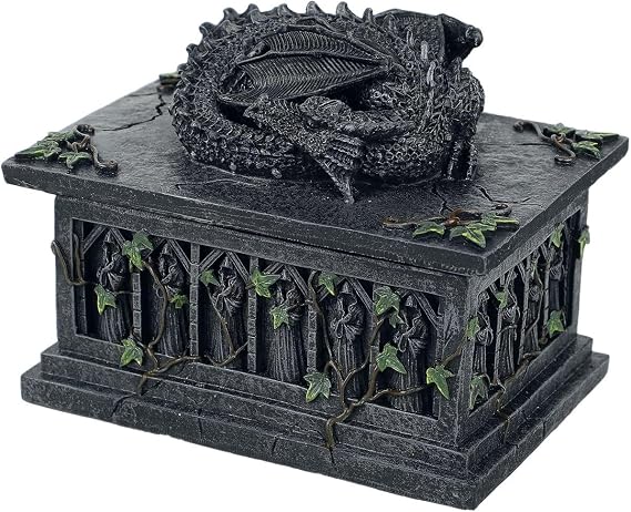 Nemesis Now Dragon Tarot Box 17cm Black Resin One Size
