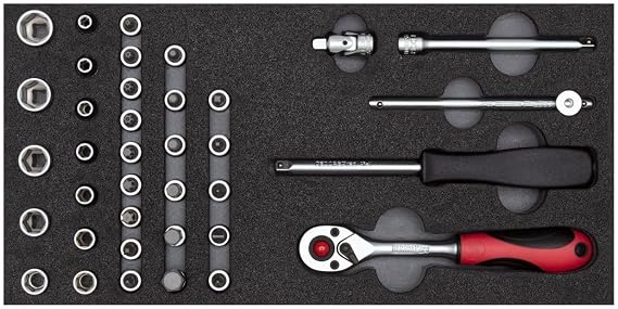 GEDORE Red Socket Spanner Set 1/4 Inch in 1/3 Foam Module 37 Pieces