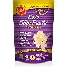 Eat Water Slim Fettuccine - Shirataki, Zero Carbohydrates &amp; Sugar-Free, Made from Organic Konjac Flour, Low-Calorie Vegan, Keto &amp; Paleo-Friendly - 270g (Pack of 4)