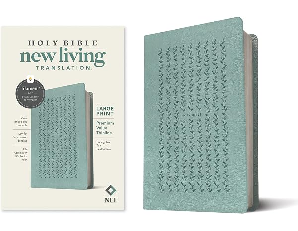 NLT Large Print Premium Value Thinline Bible, Filament Enabled (LeatherLike, Eucalyptus Teal)