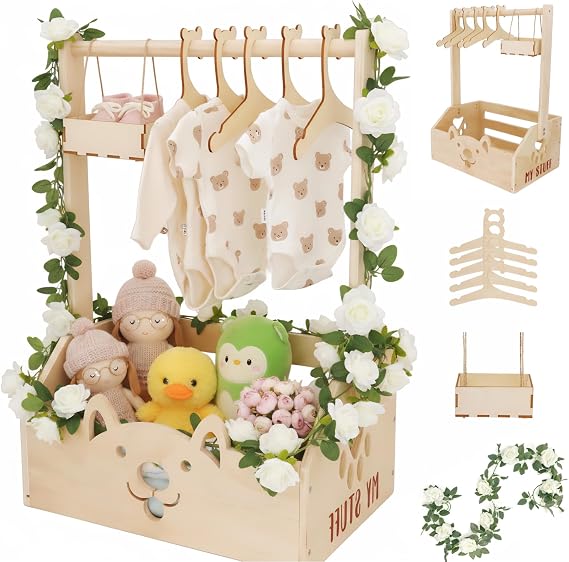 Baby Gift Basket for Birth with Hanger & Decoration for Gifts