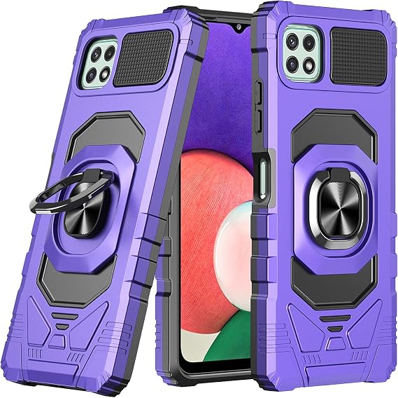 Ailiber for Boost Celero 5G Stand Case, Screen Protector-Purple | Flexible Stable Ring Kickstand Holder Military-Grade Drop Protection, Build-in Metal for Magnet Car Mount Armor Cover