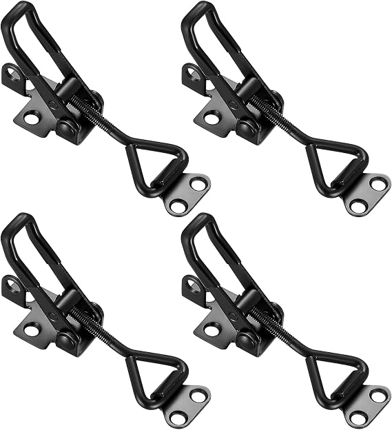 4 Pcs Adjustable Toggle Clamp Latches, Toggle Clamps, Black Metal Toggle Latches, Quick Release Pull Latch Clamps for Cabinet Boxes Adjustable Buckle, 100Kg/220Lbs Holding Capacity