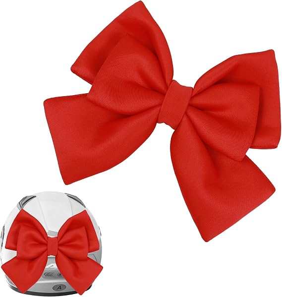 Bow Helmet Accessory, 8.07"x11.22" Stylish Motorcycle Helmet Bow Decoration for Women, Removable Cute Fashion Ribbon Bows Ornament for Motorcycle Scooter E-Bike Helmets (Red)