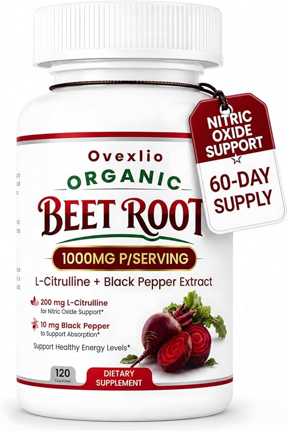 Beet Root Capsules, 3-in-1 Beet Root Supplements, 120 Capsules