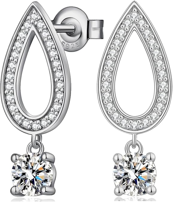 Jiamiaoi Teardrop Earrings 925 Sterling Silver Dangle Drop Earrings for Women, 5A Cubic Zirconia