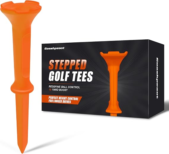 Stepped Golf Tees, 110 Count Plastic Golf Tees, Fixed Tee Height Golf Tees with 4-Prong Top, 70 x 3-1/4" & 40 x 1-1/2", Sturdy Golf Tees for Drivers & Practice