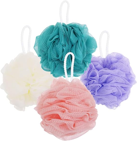 4Pcs Bath Sponge Shower Loofahs 60g Mesh Pouf Balls Sponge Scrubber