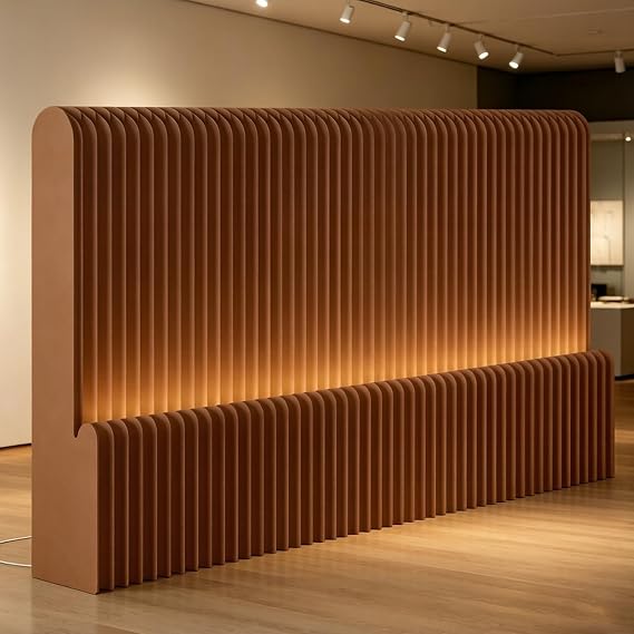 Foldable Paper Room Divider Adjustable Privacy Divider Folding Room Divider Foldable Wall Dividers for Rooms Separation,Brown,L236W8H37