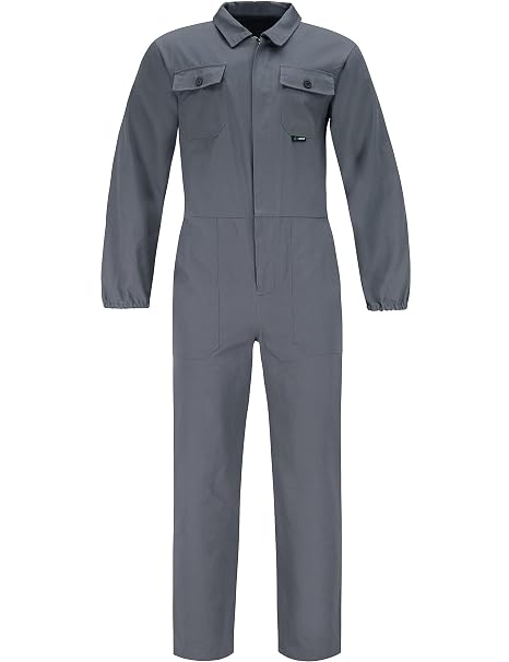 BWOLF ANAX Men's Work Coverall – 100% Cotton with 5 Pockets – Grey, Size S