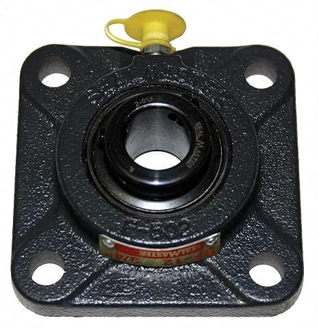 SF-24 Standard Duty Flange Unit, 4 Bolt, Regreasable, Felt Seals, Setscrew Locking Collar, Cast Iron Housing, 1-1/2" Bore, 5-1/8" Overall Length, 4" Bolt Hole Spacing Width, 9/16" Flange Height, 2 Degrees Misalignment Angle