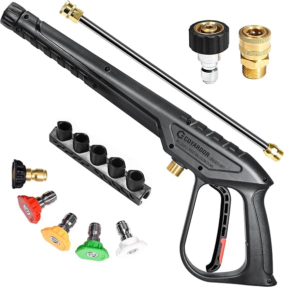 Pressure Washer Gun 3600 PSI with Extension Wand, 3/8" & M22-14mm