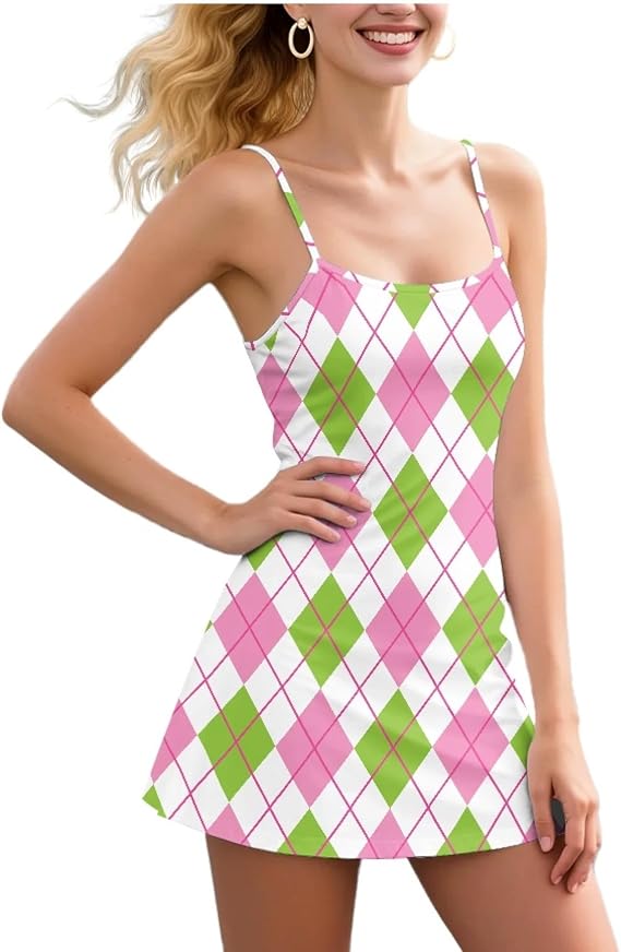 Tennis Dress for Women with Shorts Spaghetti Strap Dress Backless Workout Side Slit Athletic Golf Dresses