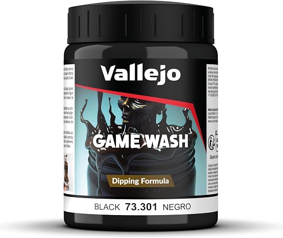 Vallejo - Game Color | Black Wash 200 ml (6.76 fl.oz.) | Acrylic Paint for Applying Shading and Highlight Effects on Miniatures and Modeling Projects