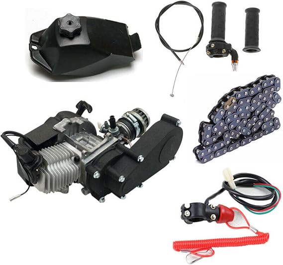 49CC 2-stroke Engine Motor Kit, Single Cylinder Air-Cooled Bicycle Motor Kit, T8F Chain & 14 Teeth Sprocket, for Pocket Bike, Mini Dirt Bike, ATV, Scooter