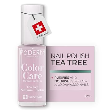 PODERM Nail Polish Enriched with Tea Tree & Biotin Improves Nail Appearance Vegan Formula For Hands & Feet Swiss Lab (Baby Pink)