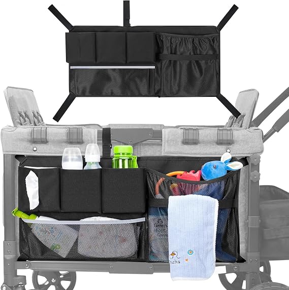 Stroller Wagon Cargo Net, Wagon Accessories Organizer Compatible with WONDERFOLD W-Series Models, Large Capacity Mesh Cargo Storage Bag with Sorting Pockets Compatible with Keenz Wagon (wagon net)