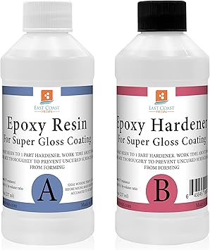Epoxy Resin 16 oz Kit | 11 Crystal Clear Resin and Hardener for Super Gloss Coating | For Bars, Tabletop, Art, Jewelry, Casting Molds | Safe for Use on Wood, Metal, Stone, Plastic, Marine Sealer