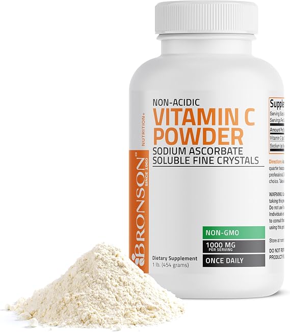 Bronson Vitamin C Powder, Non-Acidic Sodium Ascorbate, 1 lb (16 oz)