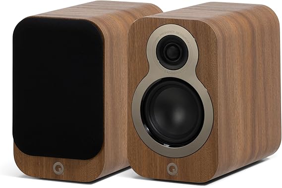 Q Acoustics 3010c Compact Bookshelf Speakers Pair Pin Oak - 2-Way Reflex Enclosure Type, 4" Bass Driver, 0.9" Tweeter - Stereo Speakers/Passive Speakers for Home Theater Sound System