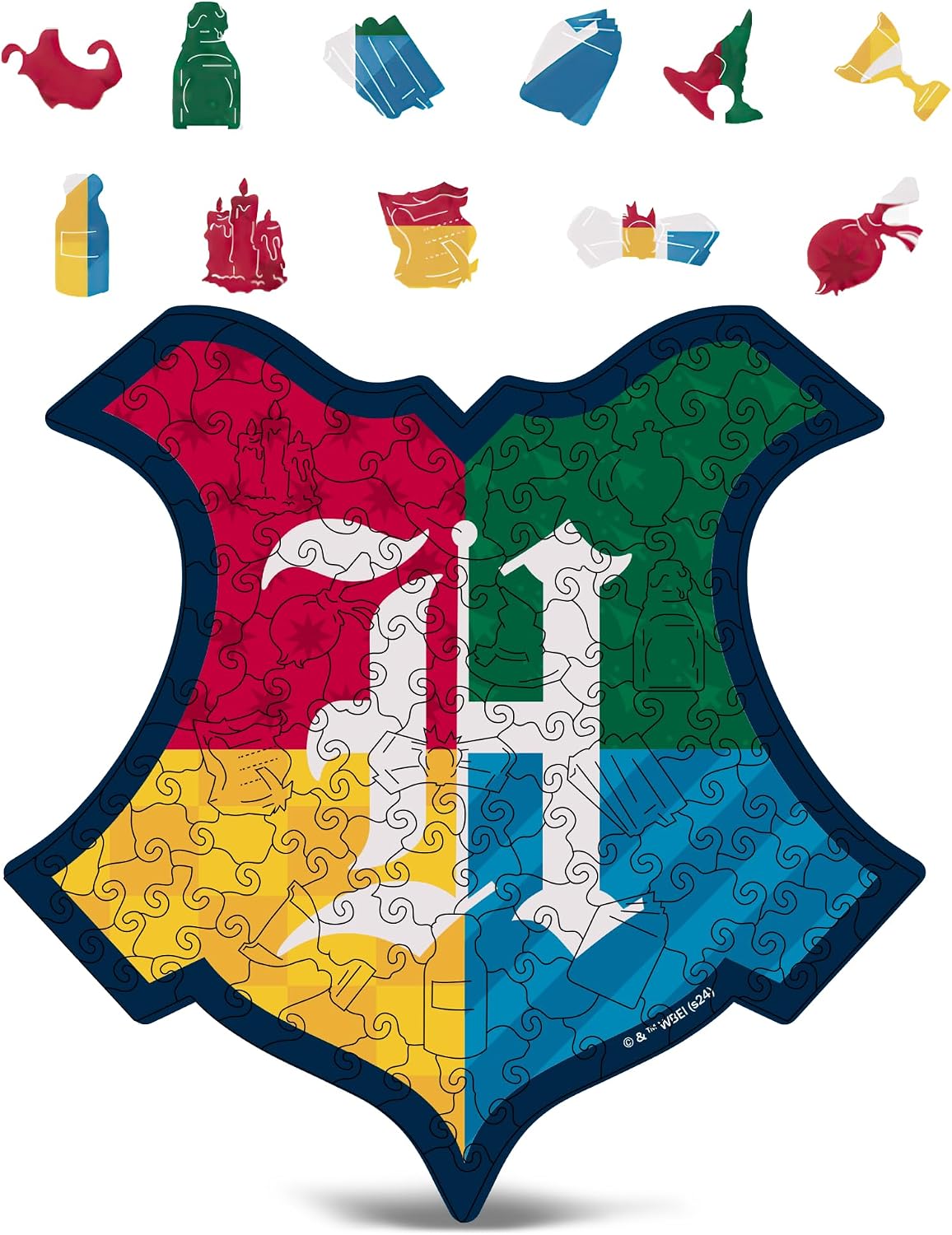 Harry Potter Puzzle – House Prides – A3 Size – Wooden Jigsaw Puzzles for Adults – 129 Unique Shaped Pieces – Officially Licensed Merchandise – 10.7 x 10.6"