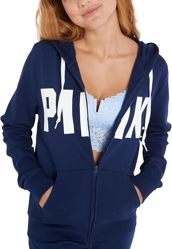 Victoria's Secret PINK Women's Logo Full Zip-up Sweatshirt