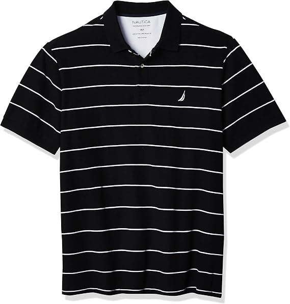 Nautica Mens Classic Short Sleeve Striped Polo Shirt