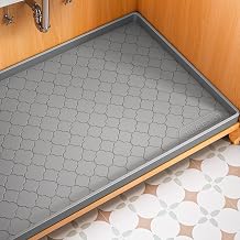 Jin&Bao Waterproof Under Sink Mat 22" x 19", Thick Silicone Mat Cabinet Protector for Kitchen and Bathroom, Shelf Liner, Home Organizer and Storage, Multipurpose Tray for Gadgets and Essentials