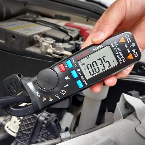 BSIDE 1mA DC/AC Clamp Meter True RMS 6000 Counts Temperature Low Impedance Voltage Amp V-Alert Live Wire Check Tester with Back Clip