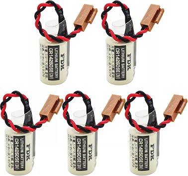 5-Pack CR14250SE 3V Lithium Battery for Sanyo FDK 1/2AA PLC Battery 1747-BA Backup Power Supply with Brown Plug