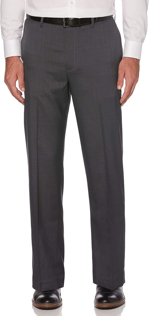 Savane Mens Flat Front Stretch Crosshatch Dress PantDress Pants