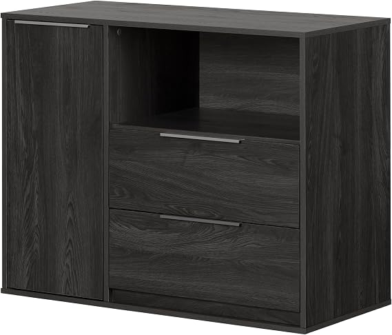 South Shore Hourra 2-Drawer Dresser with Door Gray Oak, Contemporary