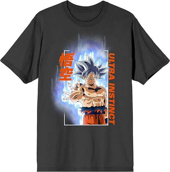 Dragon Ball Super Ultra Instinct Goku Adult Charcoal Crew Neck Short Sleeve T-Shirt-XXL