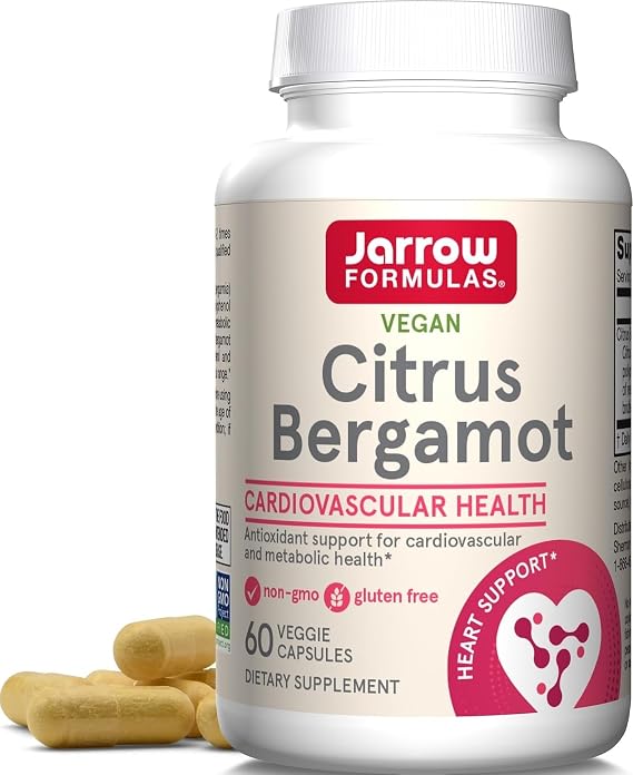 Jarrow Citrus Bergamot Supplement 500 mg, 60 Veggie Caps | Antioxidant Support for Cardiovascular & Metabolic Health, Dietary Supplement, Vegan, Gluten-Free, Use with QH-Absorb