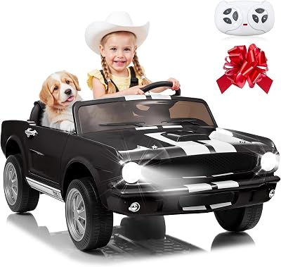 2 Seater Ride On Car for Kids, 24V Licensed Ford Shelby Cobra Kids Electric Vehicle Ride On Toy Racing Car wRemote Control, 3 Speed, 4-Wheeler Suspension, Soft Start, Bluetooth, LED Lights