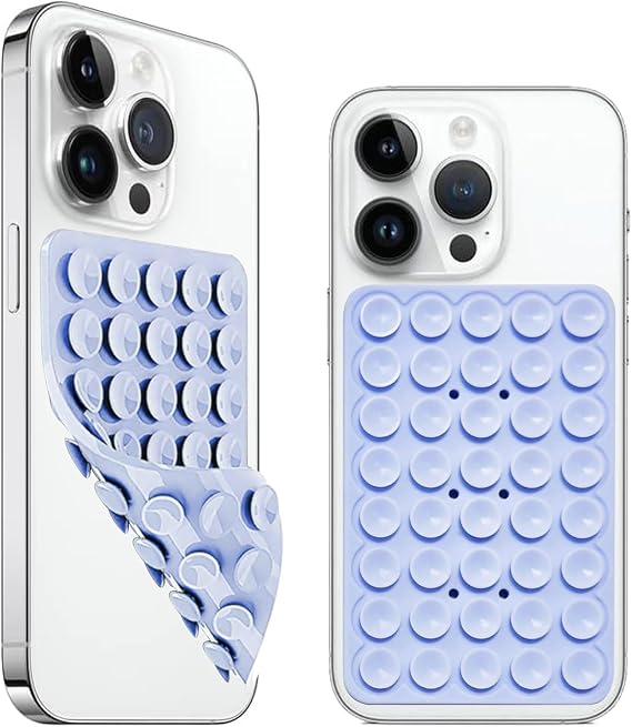 2 Pack Silicone Suction Cup Phone Case Mount Double Sided, Silicone Phone Stand for iPhone and Android, Hands-Free Phone Accessories Strong Grip Holder for Selfies and Videos Creators