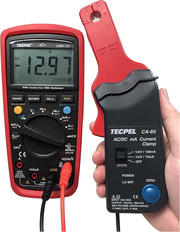TECPEL DMM-139 Digital Multimeter + CA-60 Current Clamp Transmitter 60A