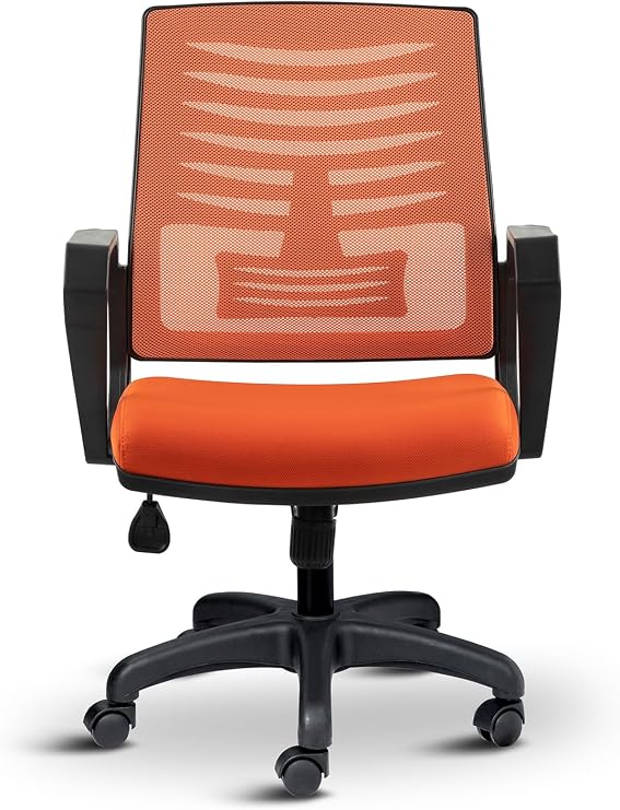 Metis Çalışma Koltuğu, Ofis Sandalyesi, Plastik Ayak, File Sırt, 32 DNS Sünger, Tekerlek Dahil, 57x53x95 cm (TURUNCU)