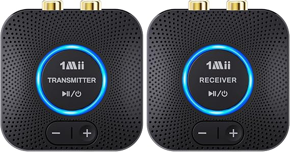 1Mii 2.4GHz Wireless Audio Transmitter Receiver Set (1 TX+1 RX) for TV, 262Ft/80M Long Range 25ms Low Latency with AUX RCA in/Out, Wireless Audio Adapter for TV PC Powered Speaker Amplifier Soundbar