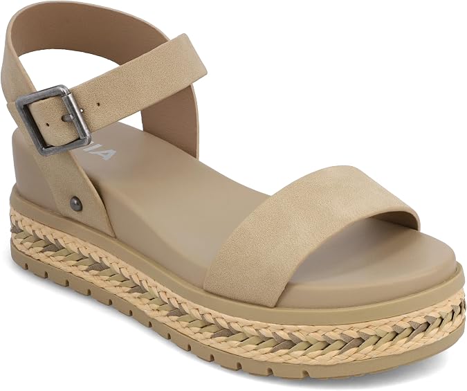 MIA Women's Kiera Platform Sandals, Espadrille Raffia Sole