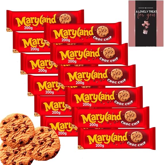Chocolate Chip Cookies Bulk Chocolate Biscuits 12 x 200g Choc Chip Cookies with Chocolate Chips Perfect for Tea, Snacks, Gift, Birthday, Christmas Hamper