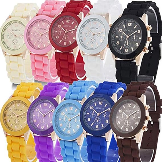 Wholesale 10 Assorted Women Men Silicone Casual Watch Quartz Wristwatch Candy Color