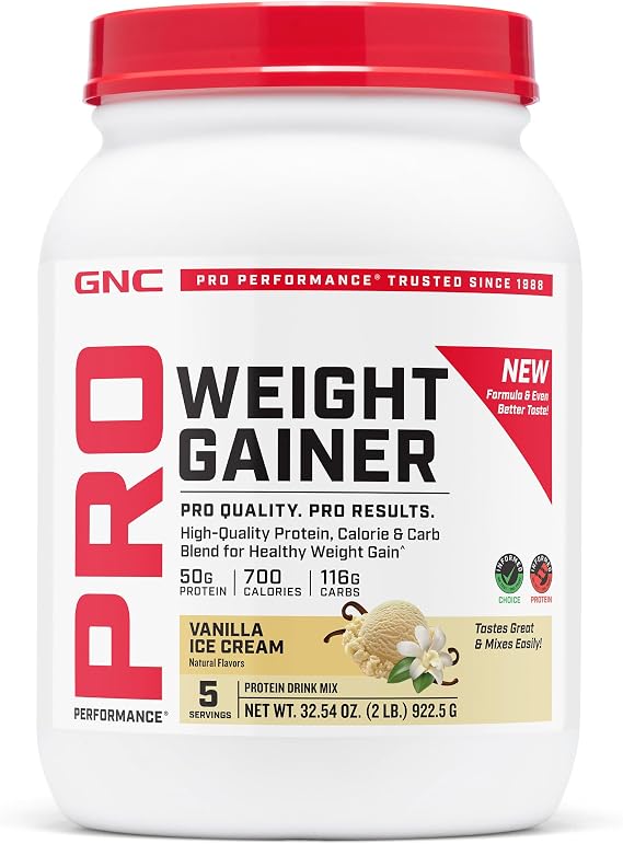 GNC Pro Performance Weight Gainer, Vanilla Ice Cream, 32.5 Oz, 5 Servings