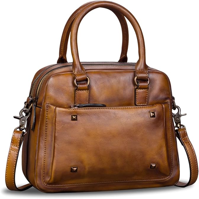 Genuine Leather Satchels for Women Top Handle Bags Handmade Vintage Crossbody Bag Purses Shoulder Bag