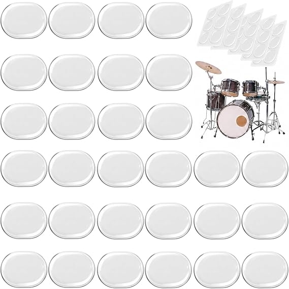30Pcs Drum Dampeners Gel Pads, Clear Silicone Drum Mute Pads