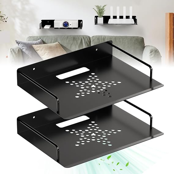 Projector Shelf, WiFi Router Shelf, Under TV Wall Mount for Game Console, DVD Player, Modem, Floating Shelf/Rack/Stand/Holder