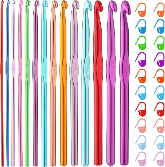 Mayboos 35 Pcs Crochet Hooks Set, Colorful Metal Crochet Hooks 2.0mm~10.0mm