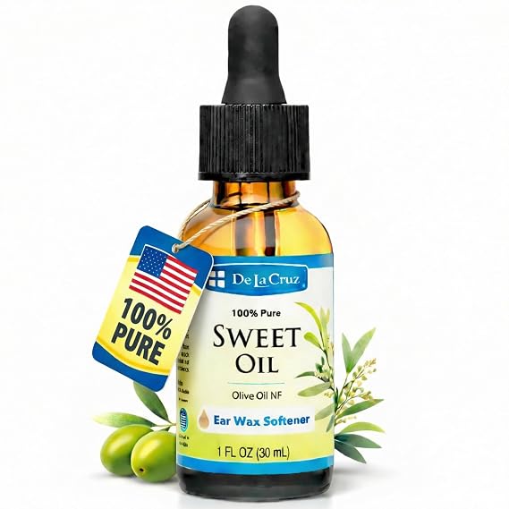 De La Cruz Sweet Oil, Ear Oil, Natural Ear Wax Softener, 1 fl. oz (30 mL)