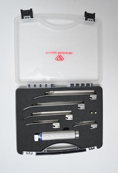 Protege Veterinary Laryngoscope Set Including 5 Miller laryngoscope Blade for Intubation 75-210 mm laryngoscope Blades for Animals